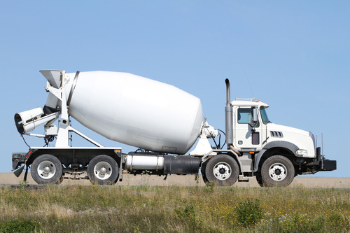 White cement truck