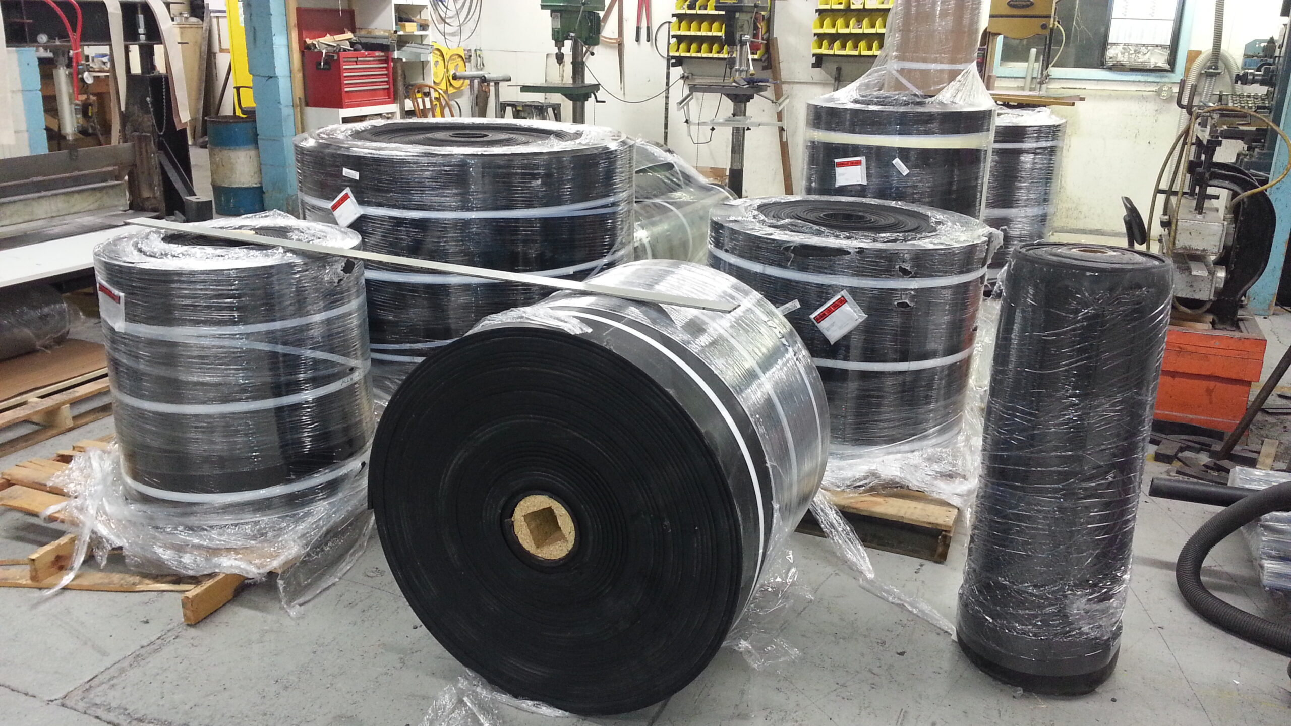 Multiple rubber rolls